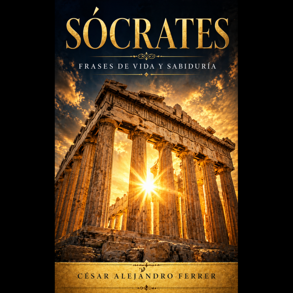 Portada del ebook Sócrates frases de vida de César Ferrer sobre filosofía griega, sabiduría y reflexión personal